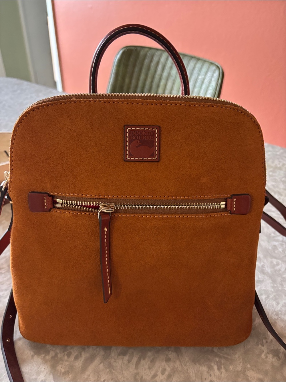 Dooney & Bourke Burnt Orange Suede Dome Backpack
